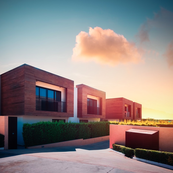 Contemporary building exterior real estate project